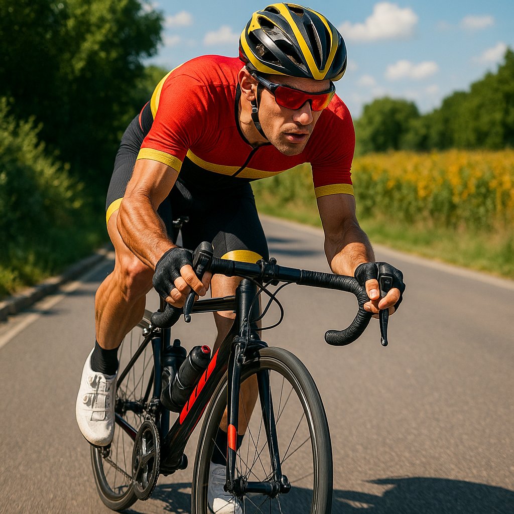 Focused Cyclist on Open Road