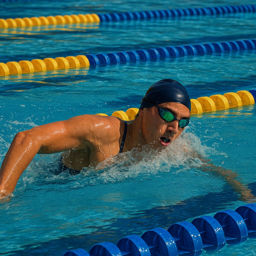 Focused Swimmer in Action