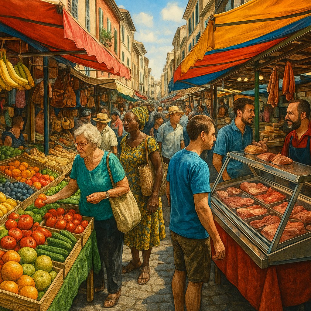 Lively Street Market Scene