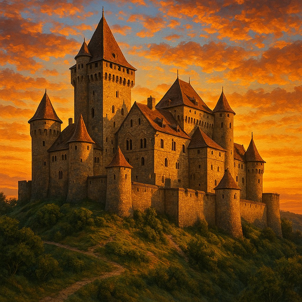 Majestic Castle at Sunset