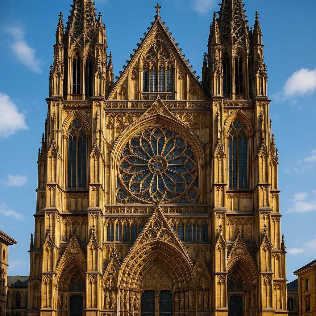 Majestic Gothic Cathedral Facade