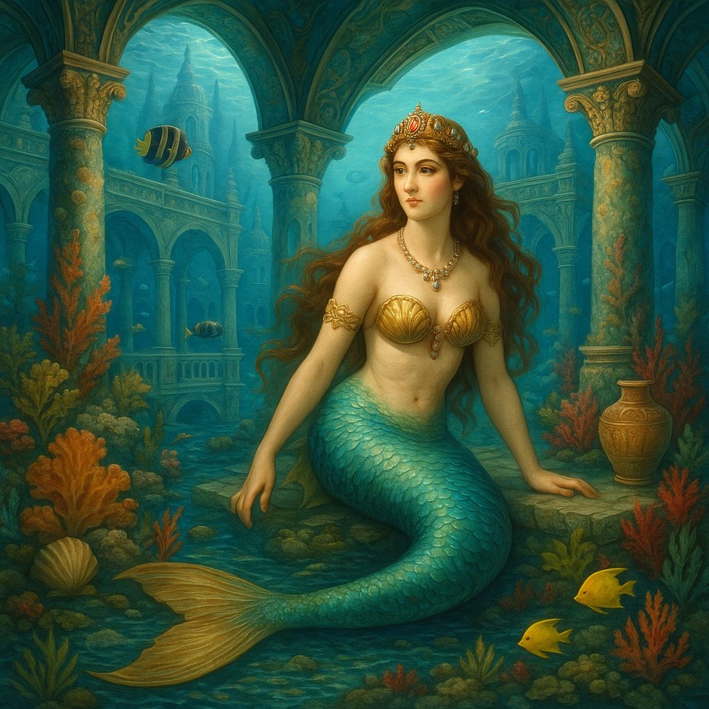 Majestic Mermaid in Underwater Palace