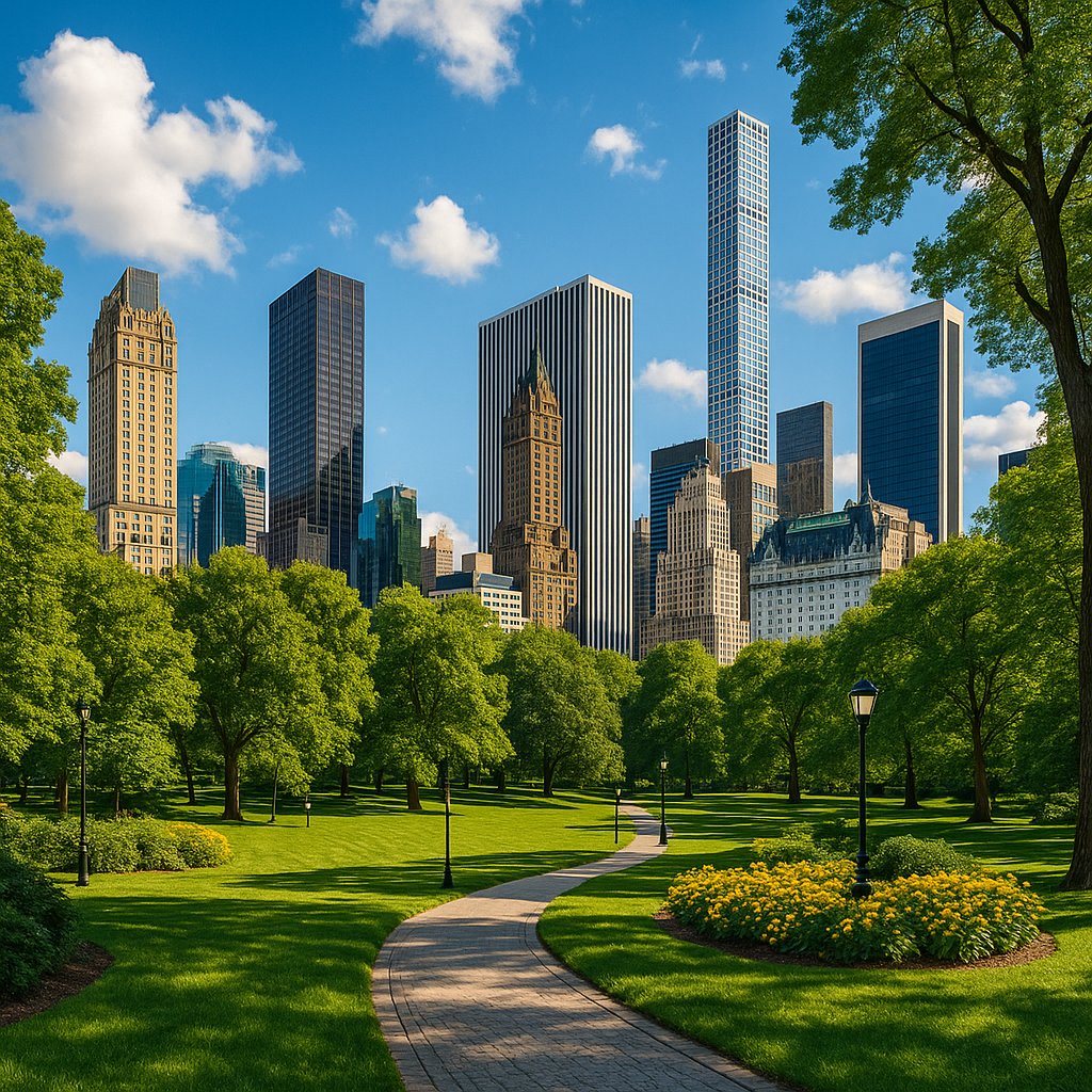Urban Oasis with Towering Skyscrapers