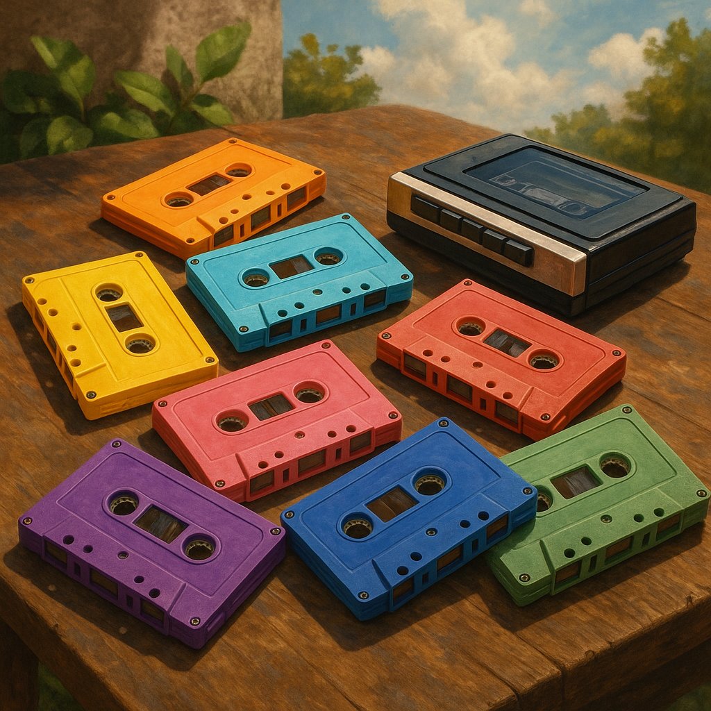 Vibrant Cassette Tapes and Player