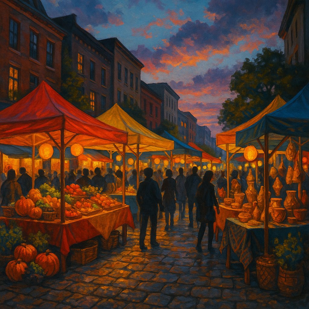 Vibrant Market at Dusk