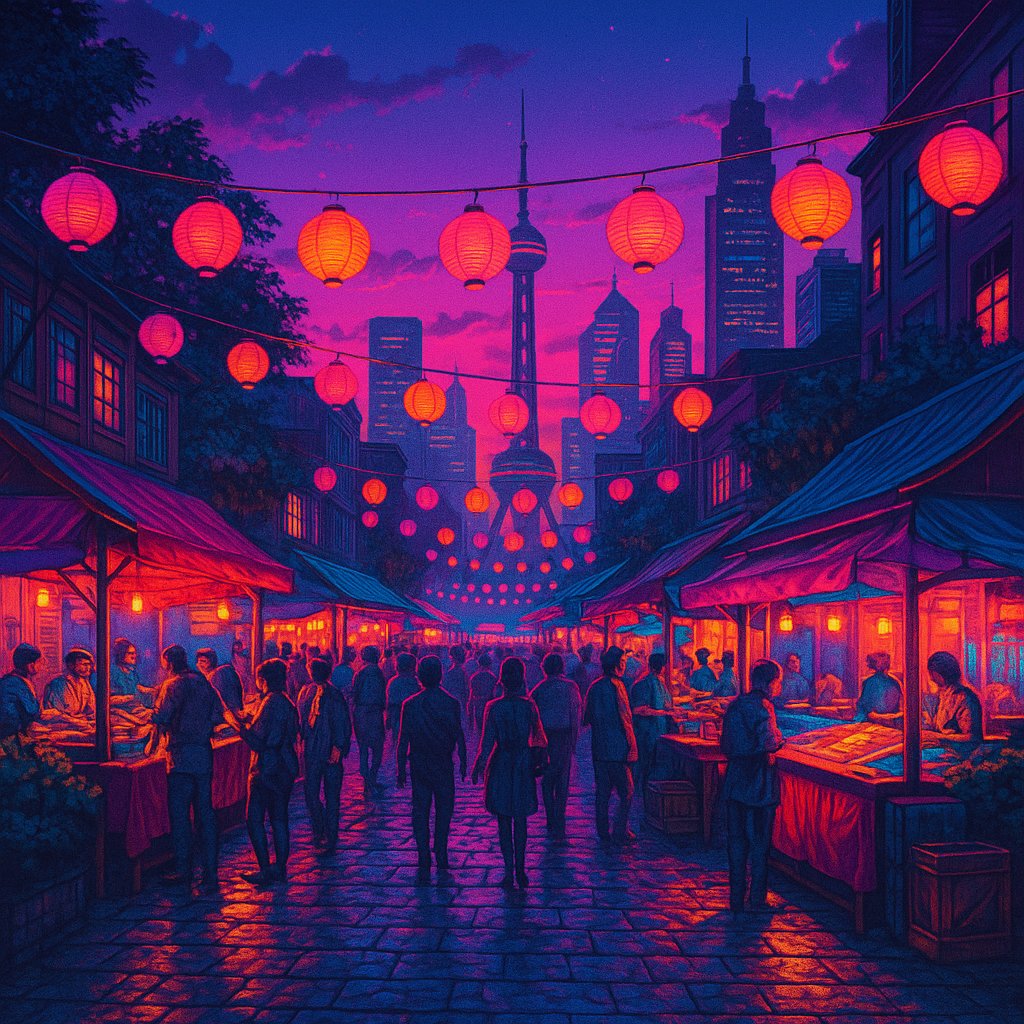 Vibrant Night Market Scene