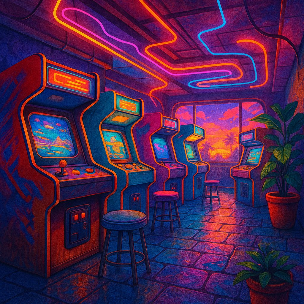Vibrant Retro Arcade Ambiance