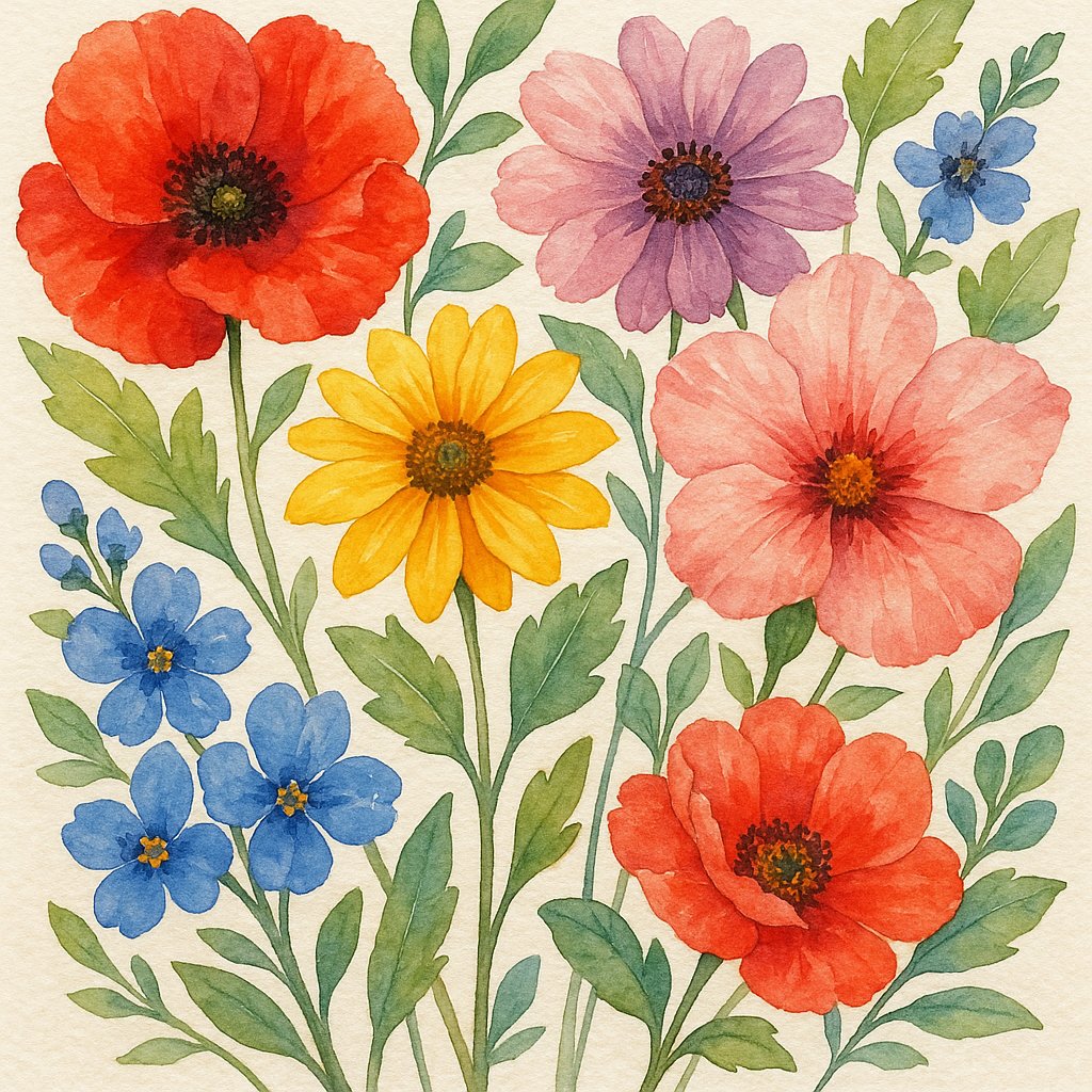Vibrant Watercolor Blossoms