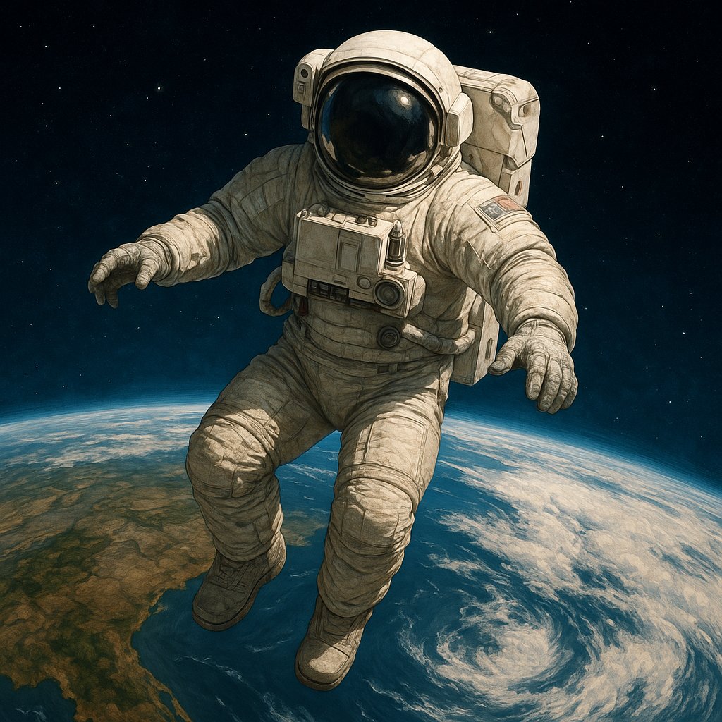 Astronaut Drifting Above Earth