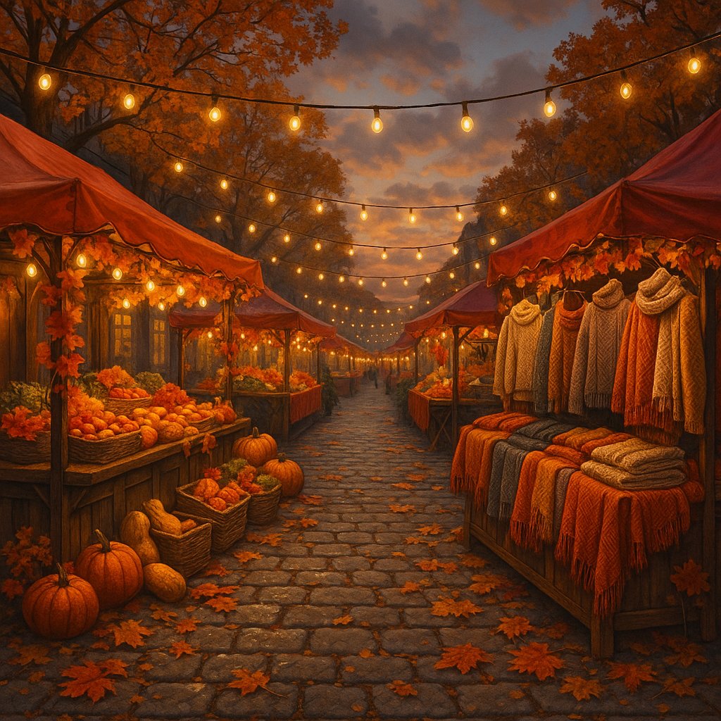 Autumn Market at Dusk