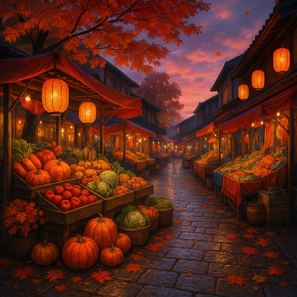 Autumn Street Market at Dusk