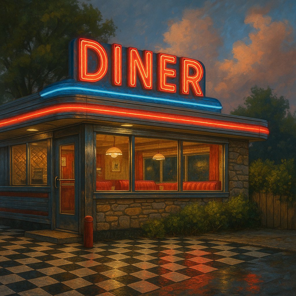 Classic Retro Diner at Dusk