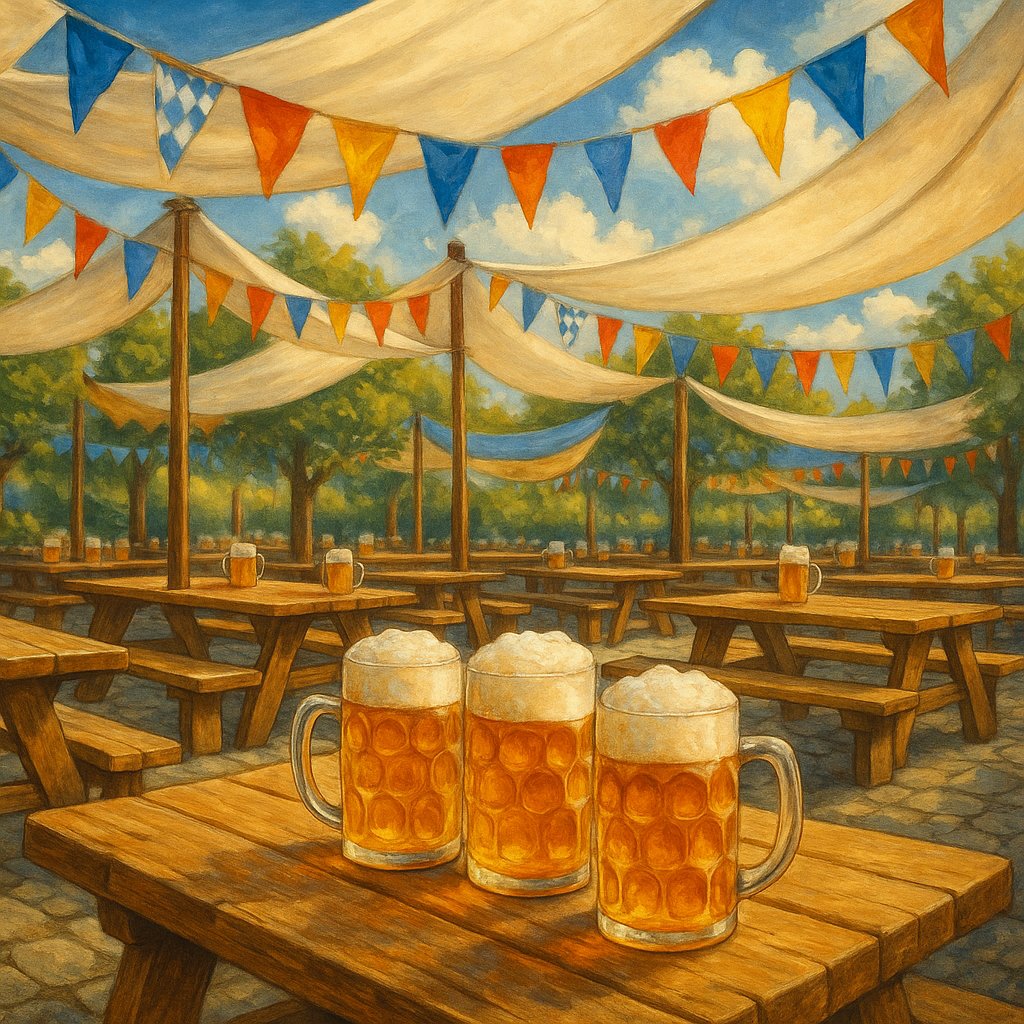 Festive Beer Garden Scene