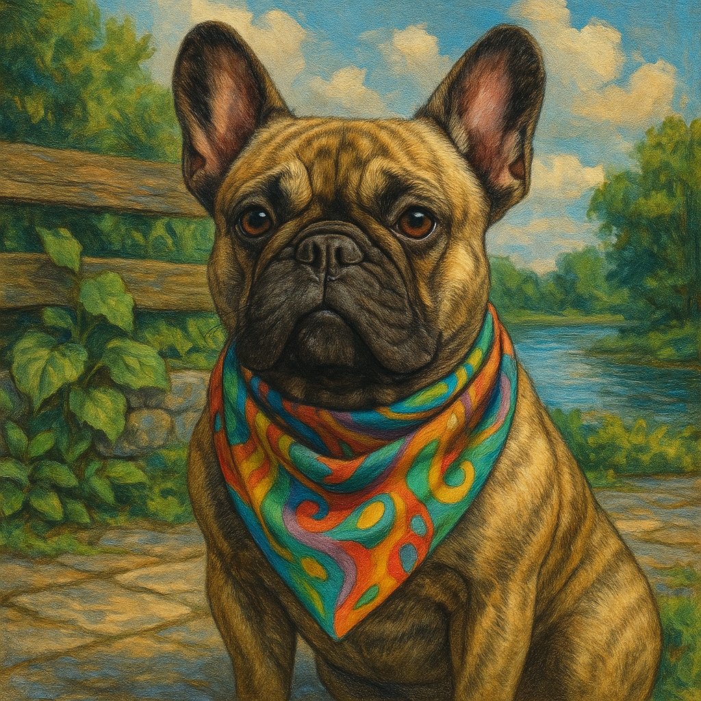 French Bulldog in Vibrant Bandana