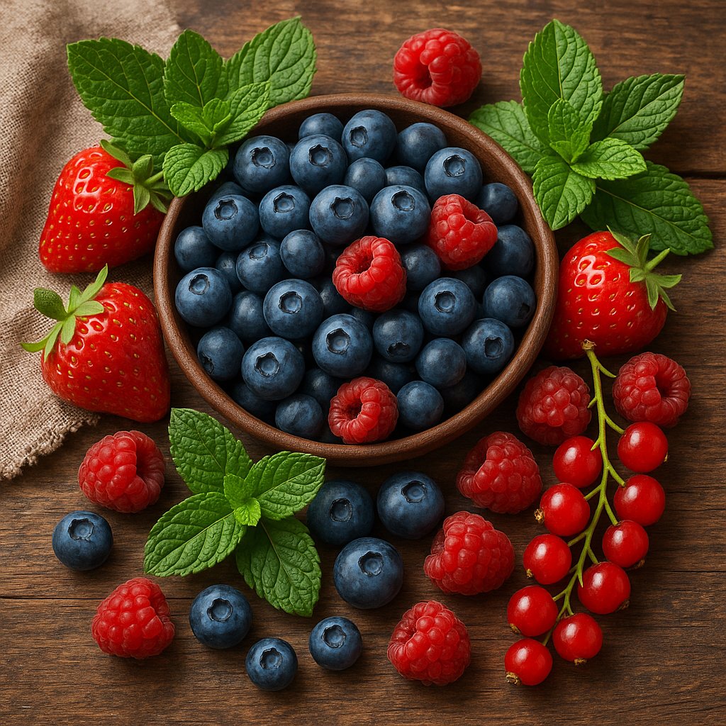 Fresh Berries on Rustic Table