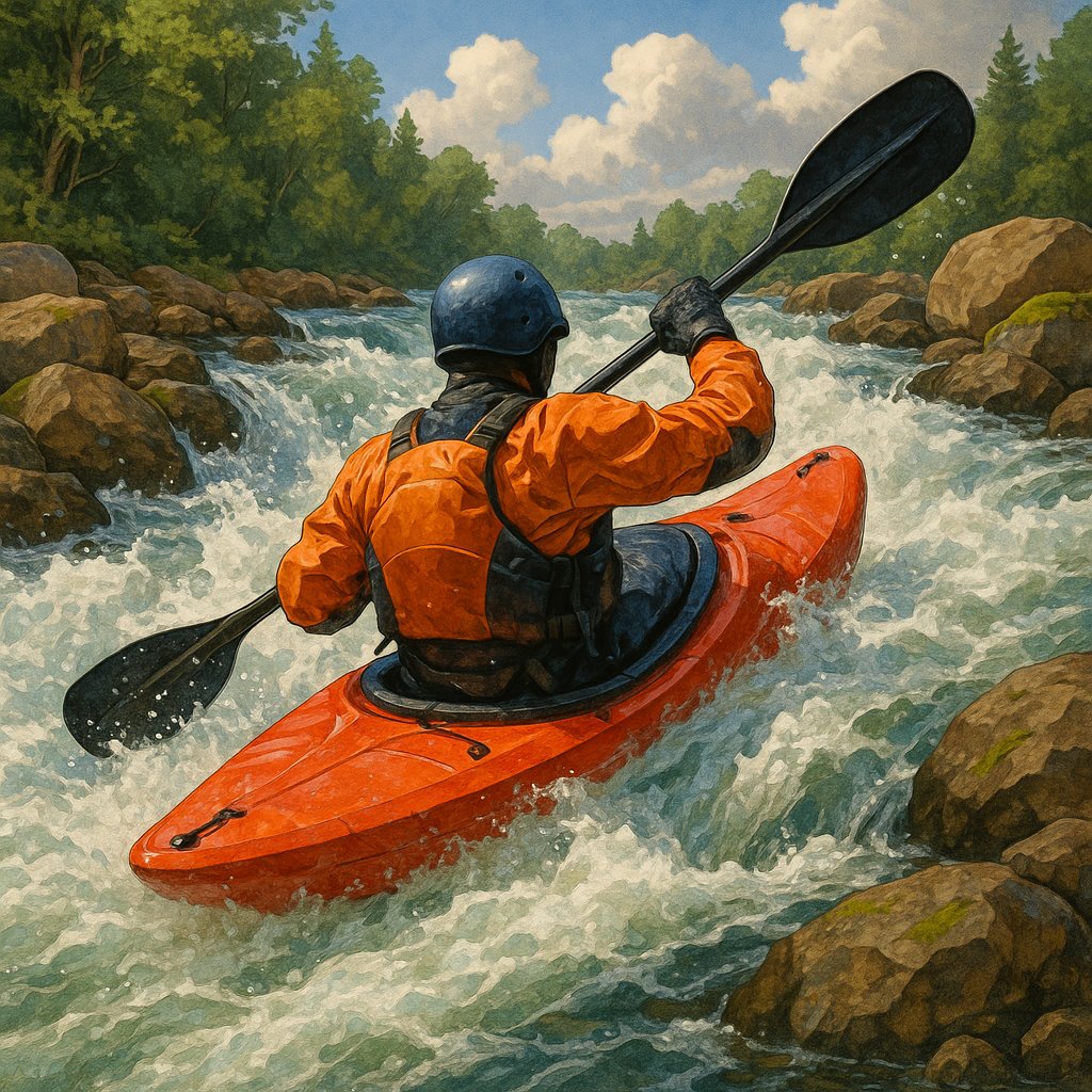 Kayaker Braving Rapids