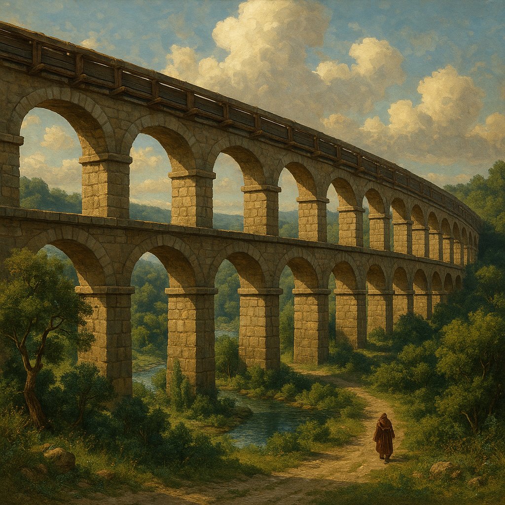 Majestic Roman Aqueduct in Valley