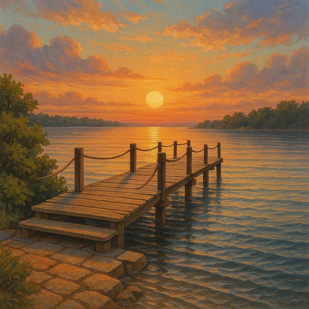 Serene Sunset Over Tranquil Pier