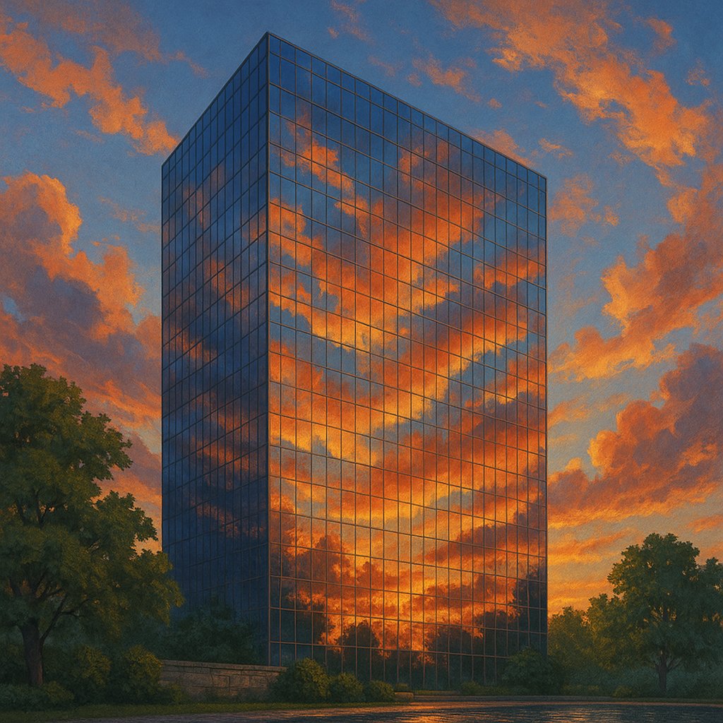 Skyscraper Reflecting Sunset