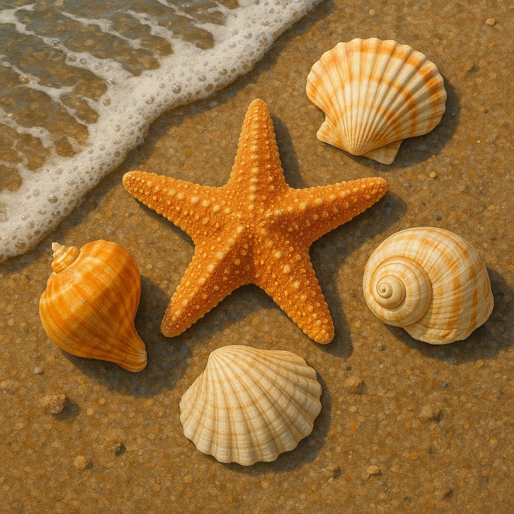 Starfish and Seashells by the Shore