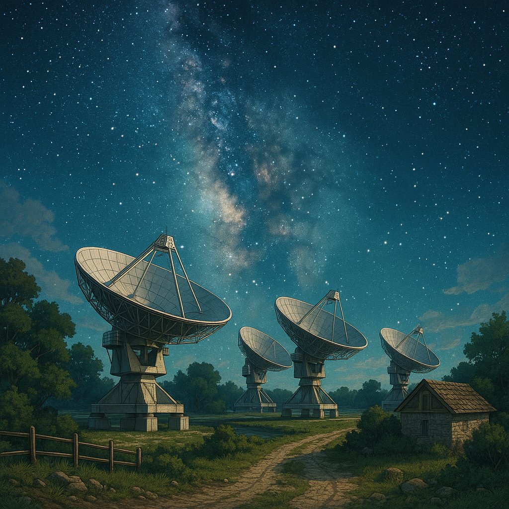 Starry Night Over Satellite Array