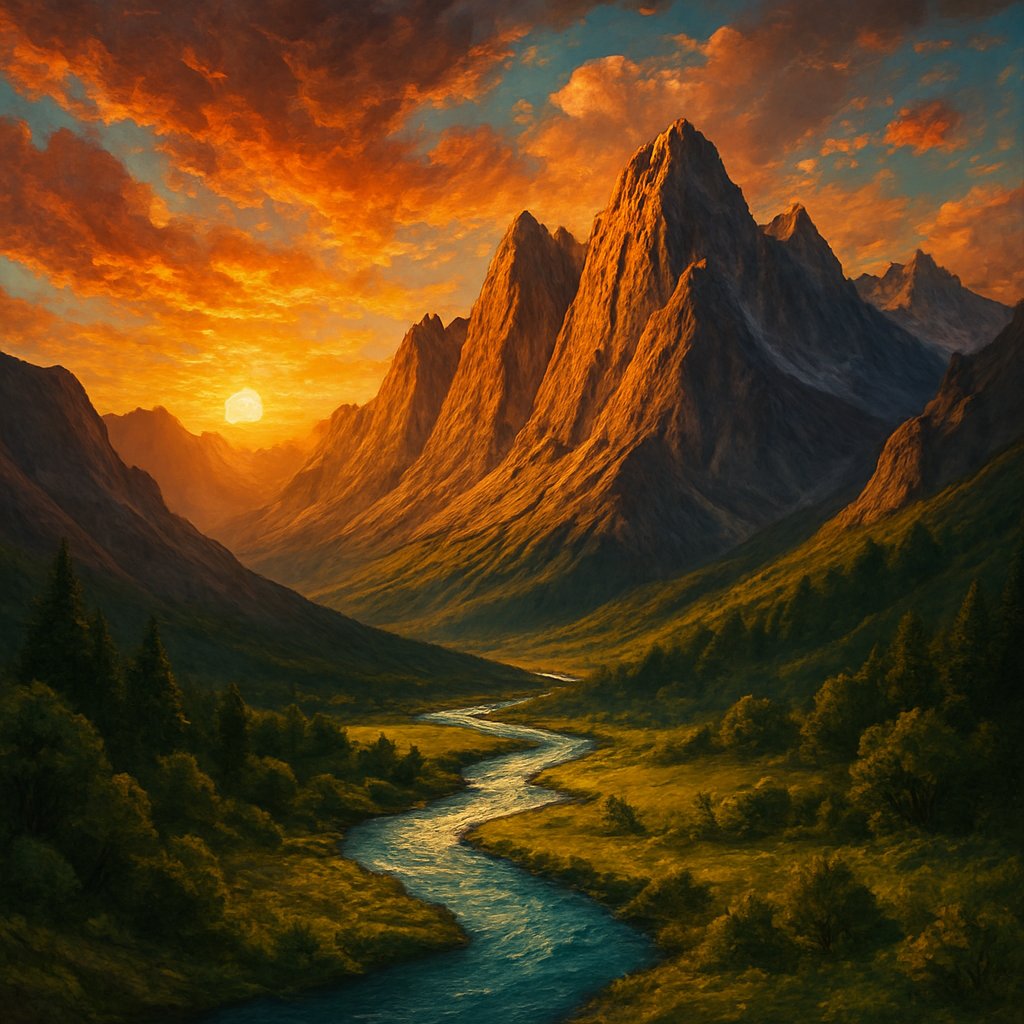 Sunset Over Majestic Mountains