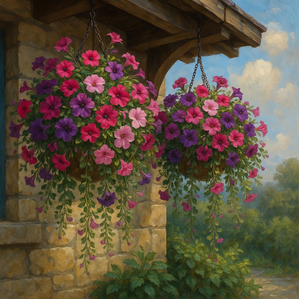 Vibrant Hanging Petunia Baskets