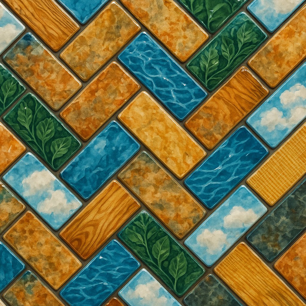 Vibrant Herringbone Tile Pattern