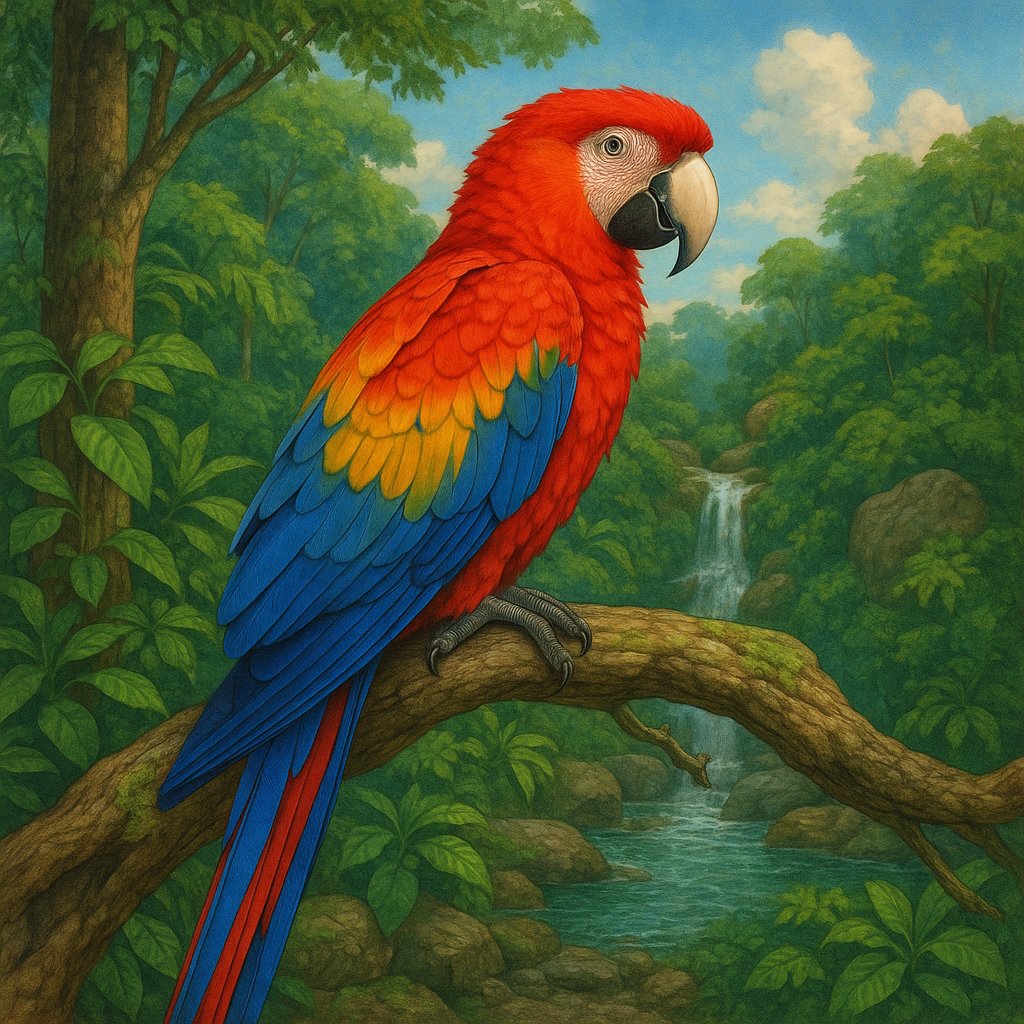 Vibrant Macaw in Lush Rainforest
