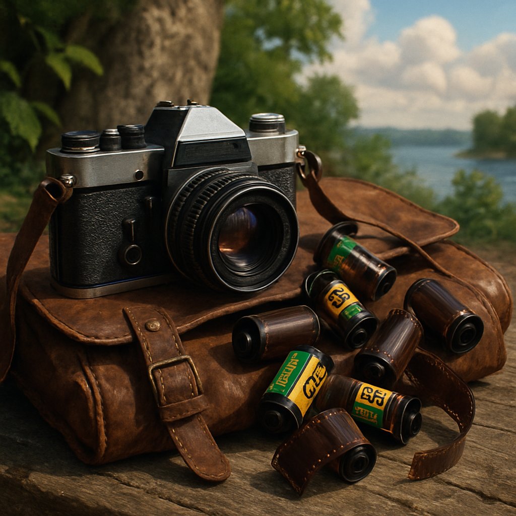 Vintage Camera Adventure Scene