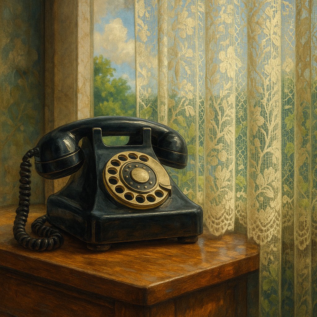 Vintage Charm: Rotary Phone and Lace