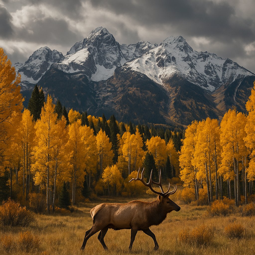 Autumn Majesty: Elk in Mountain Landscape