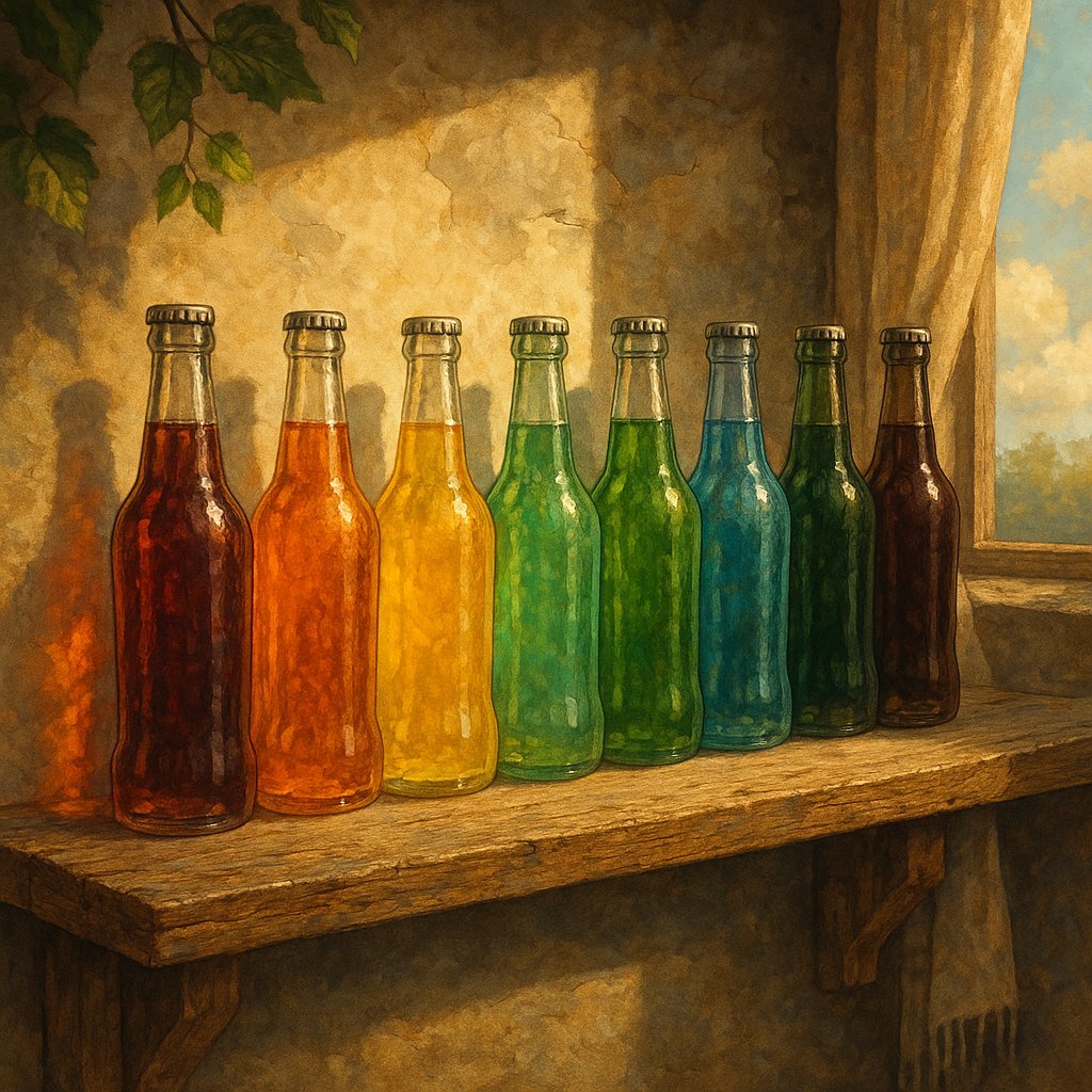 Colorful Retro Soda Bottles Display