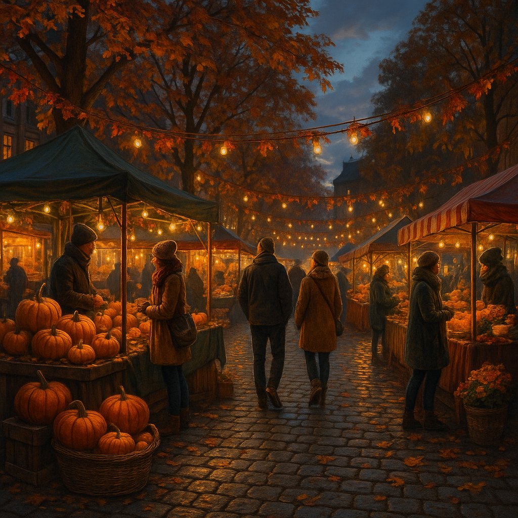 Cozy Autumn Market at Dusk