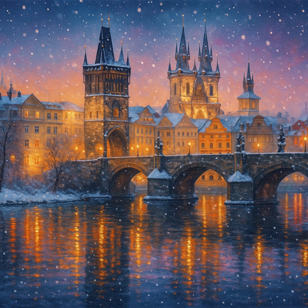 Dreamlike Winter in Prague Old Town