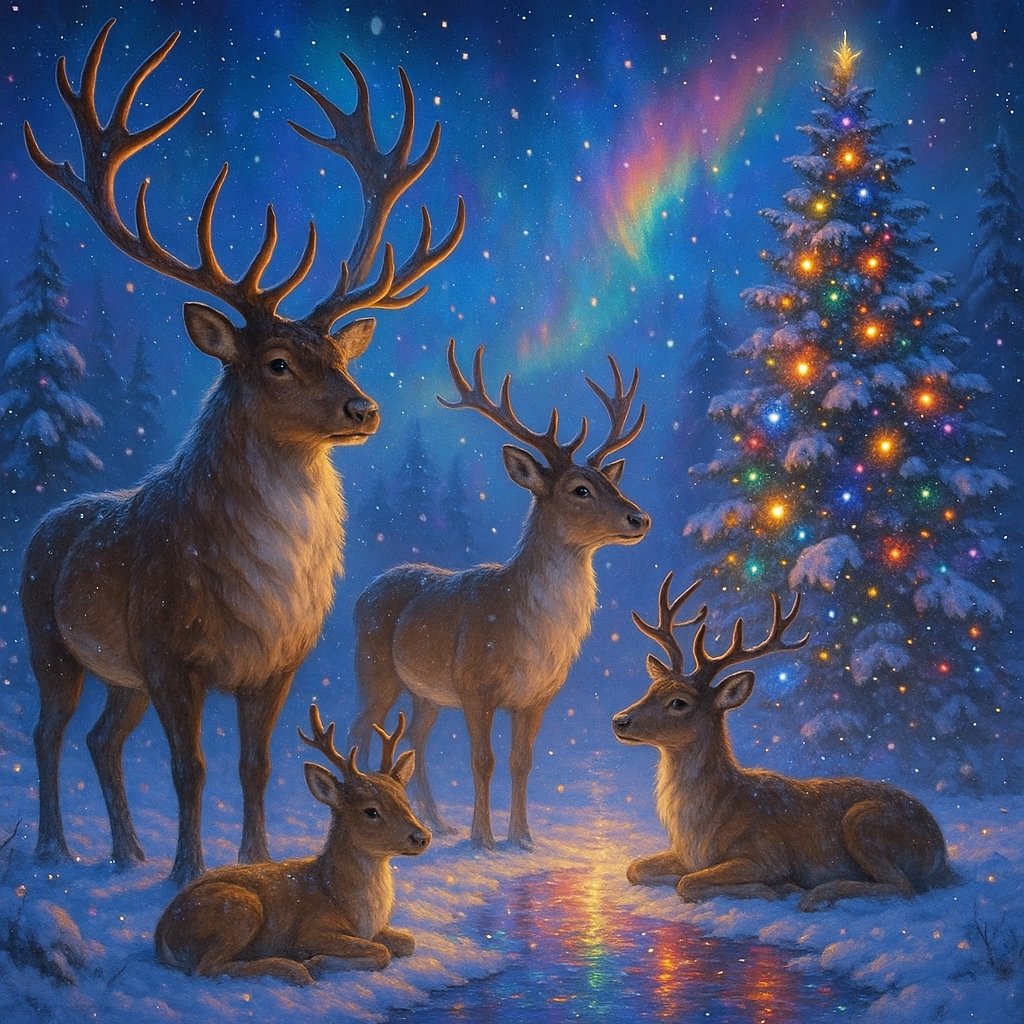 Enchanted Reindeer in a Winter Wonderland