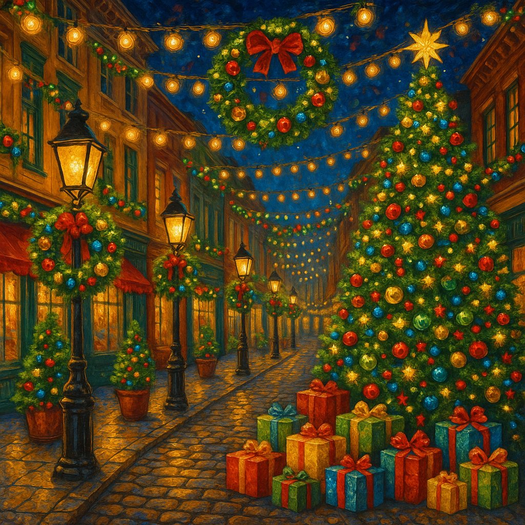 Festive Street Lights - Holiday Celebration