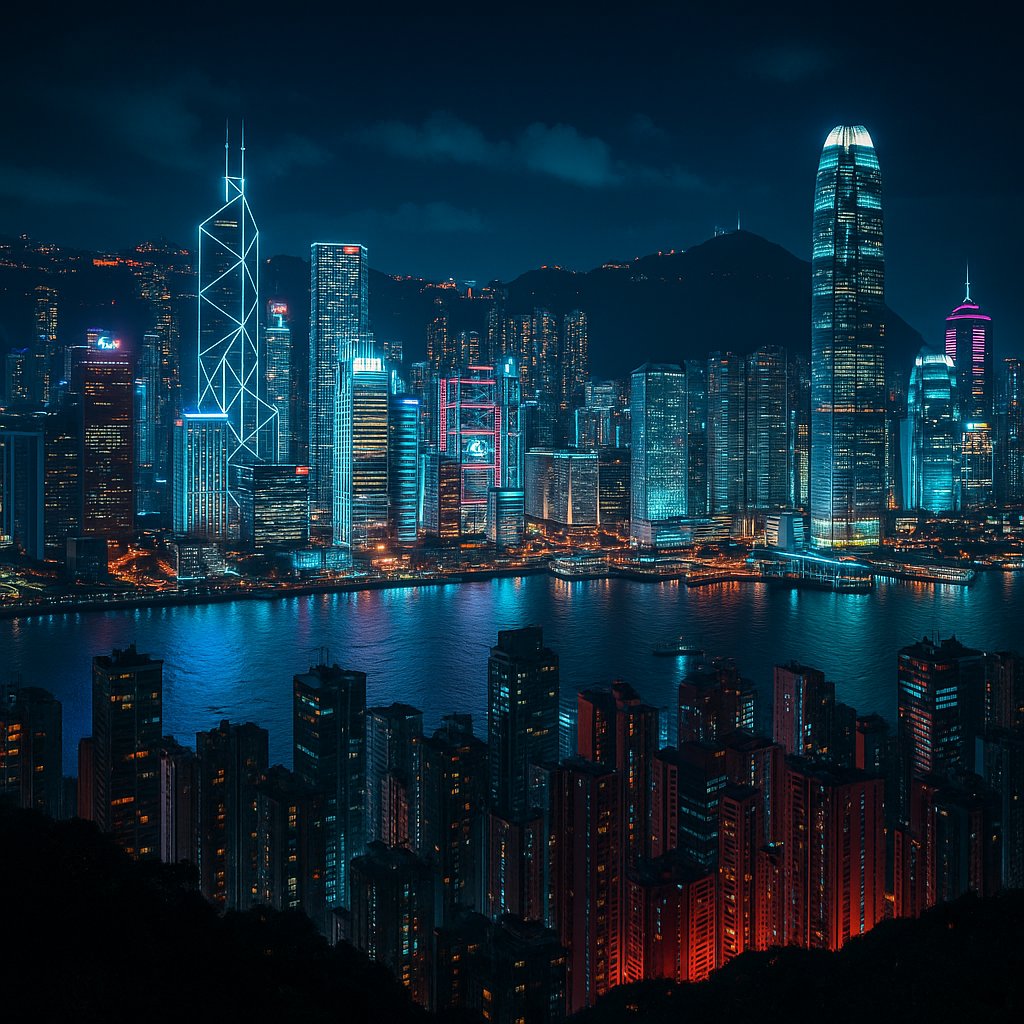 Futuristic Hong Kong Skyline from Victoria Peak