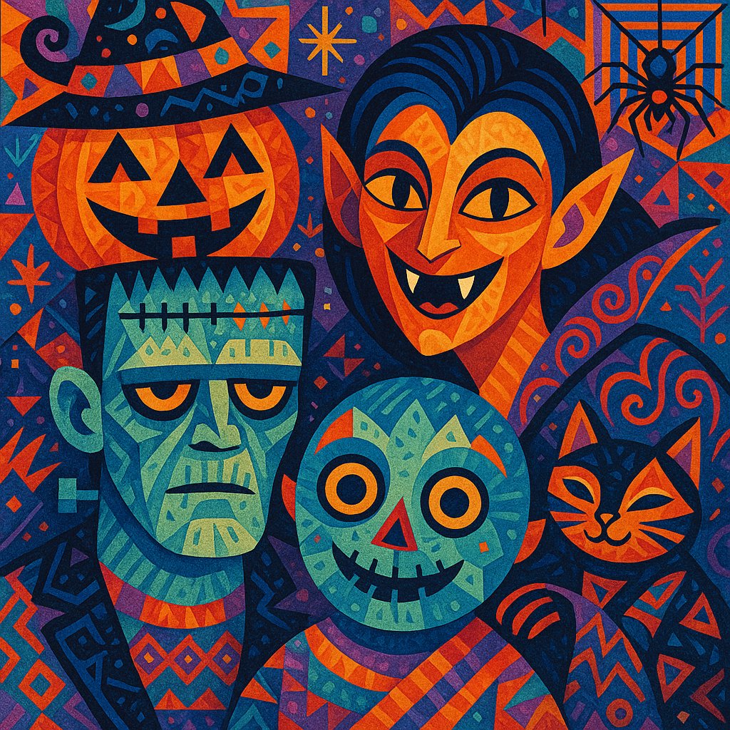 Imaginative Pop-Surrealism Halloween Monster Family Portrait