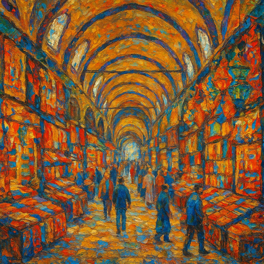 Impressionist Painting of Istanbul Grand Bazaar