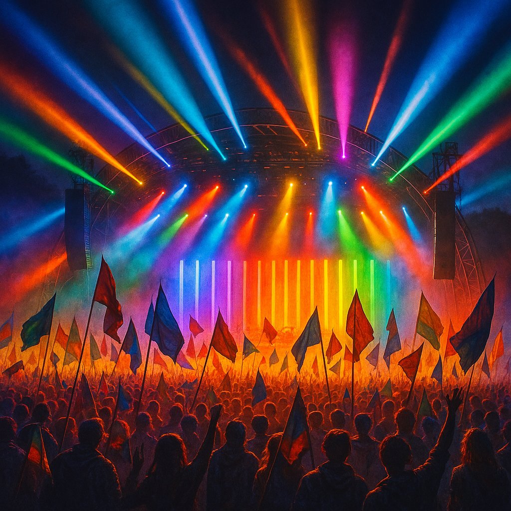 Vibrant Festival Lights and Flags