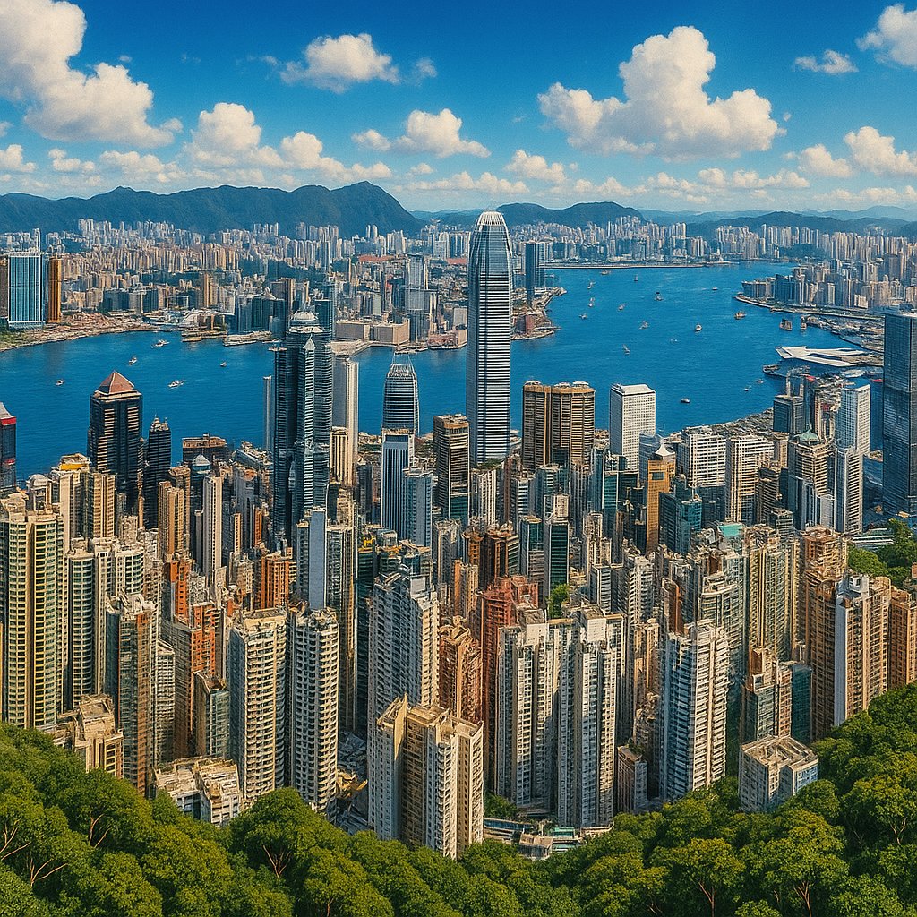 Vibrant Hong Kong Skyline from Victoria Peak