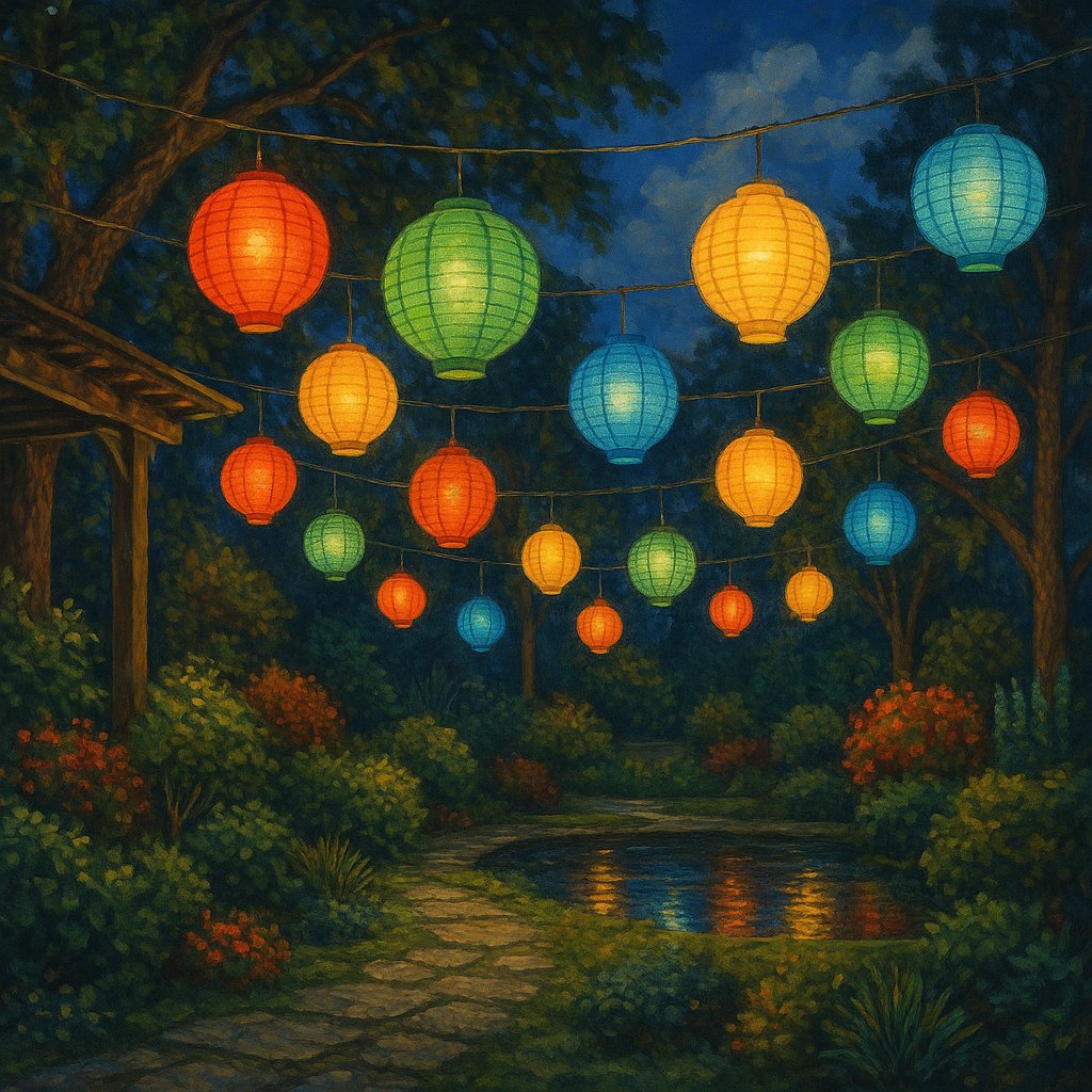 Vibrant Lantern Garden Display