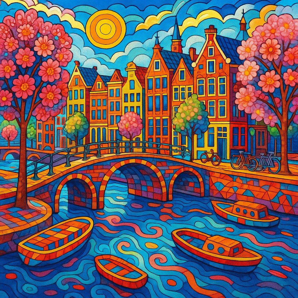 Whimsical Amsterdam Canals in Spring