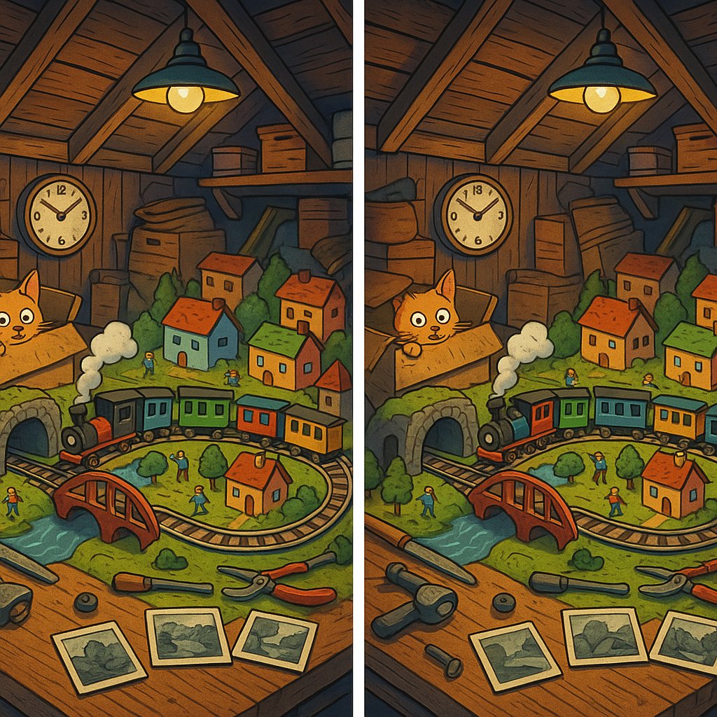 Attic Toy-Train Spot-the-Difference
