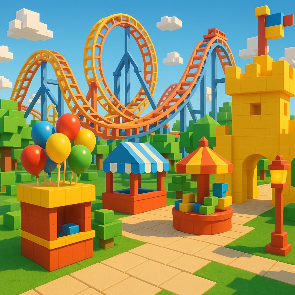 Blocky Carnival: Looping Coaster in a Roblox‑Style Park