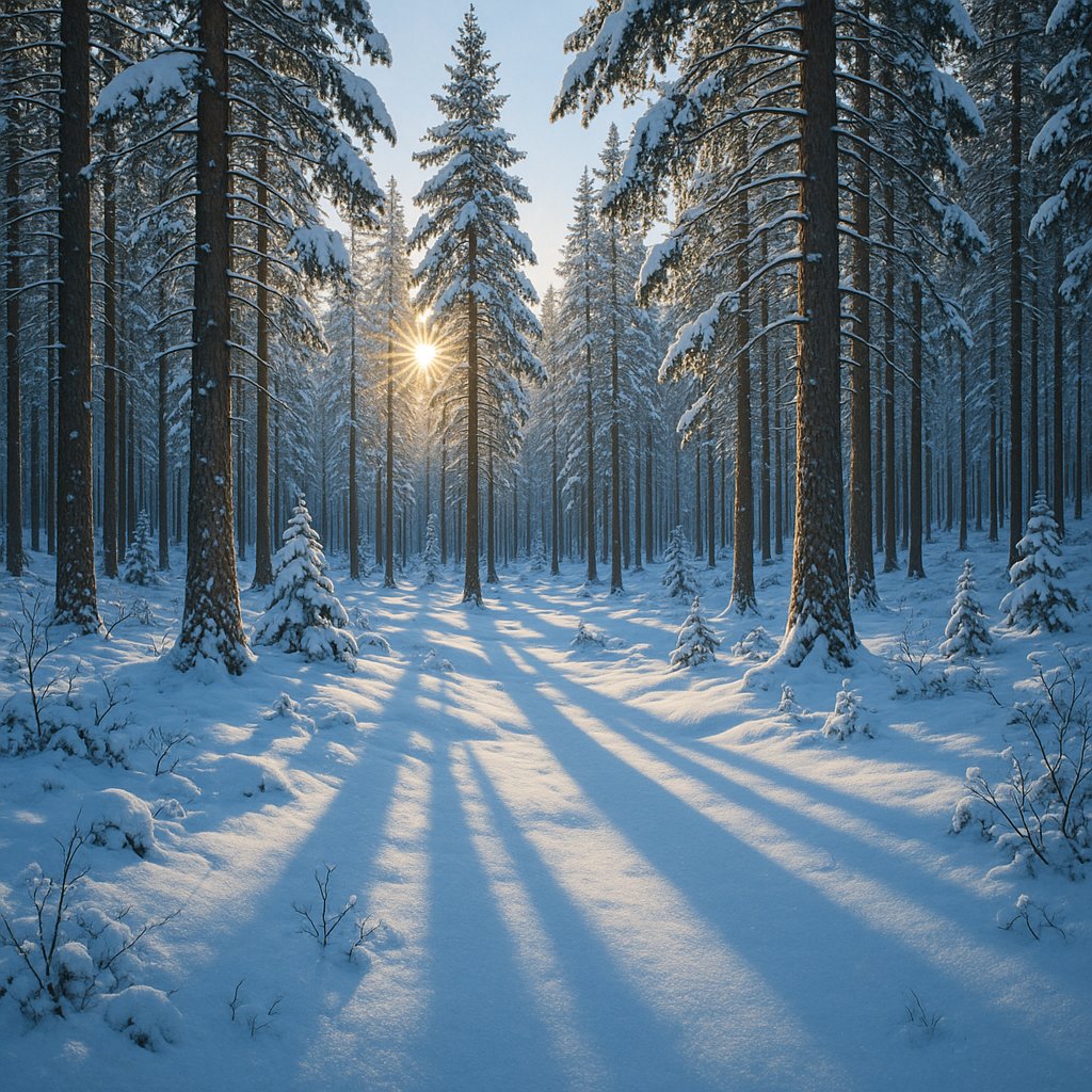 Blue-Shadowed Winter Pines