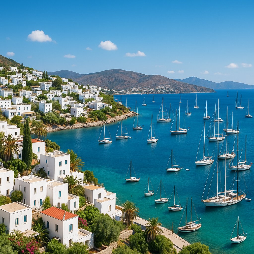 Bodrum Coastline: White Houses and Sails on the Aegean