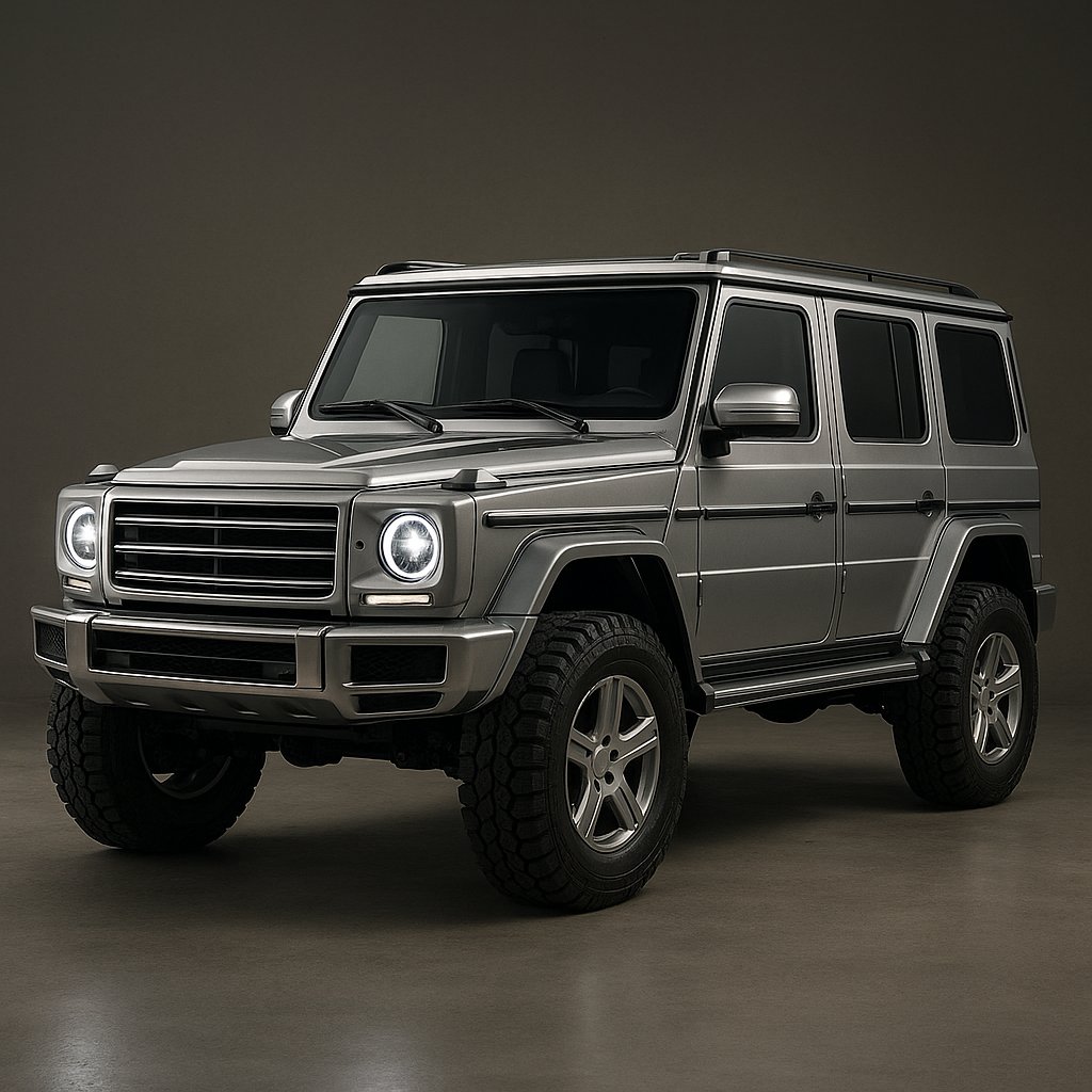 Boxy Luxury Off-Road SUV — Steel Grey, Lifted Stance