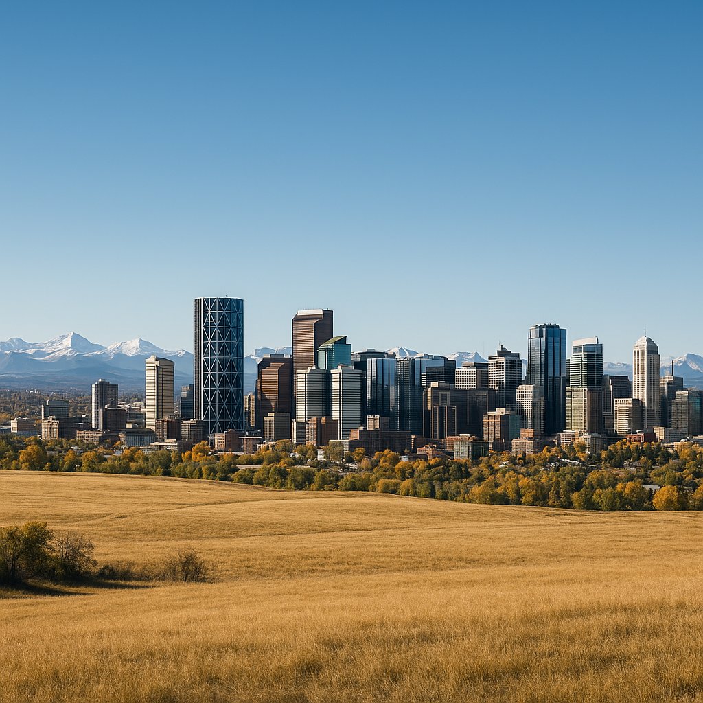 Calgary Skyline with Rocky Mountains Panorama